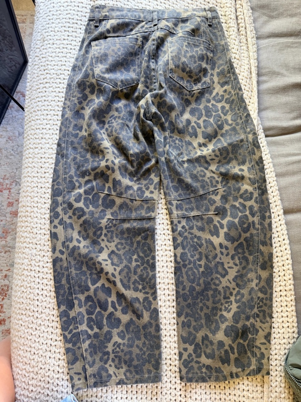 Leopard Print Barrel Jeans - Neutral Tones